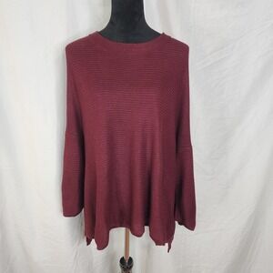 COCO  CARMEN Size Small Oversized Drop Shoulder Burgundy Ribbed Knit Sweater